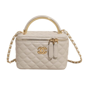 Chanel Vanity Case Blanc Cassé / Anse & Chaîne Dorées