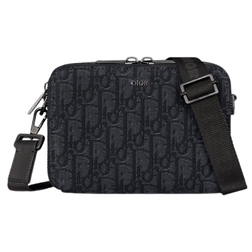 Dior Pochette zippée Jacquard Oblique Noir