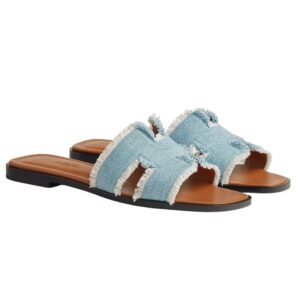 Hermes Claquette Oran Blue Clair